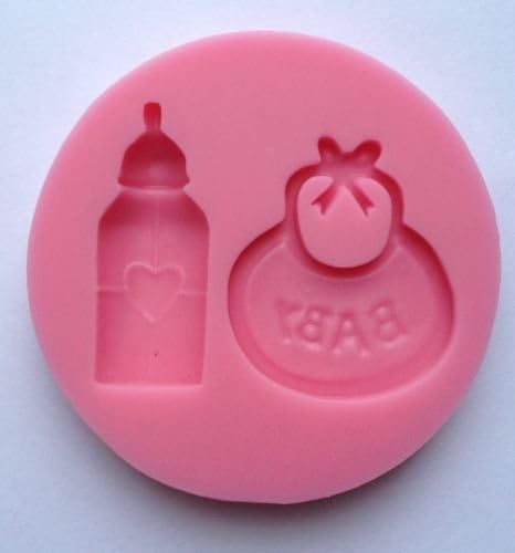 Baking Moulds Shapes 3D Baby Bib Bottle Soft Silicone Mold Fondant Mat Cake Decorating Cupcake Design Non-stick Tray Party Sugarcraft Bakeware Soap Molds (A 145)