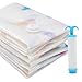 HomeIdeas Premium Jumbo Vacuum Storage Bags, Double-Zip Seal and Turbo Valve for 70% More Compression! Plastic Space Saver Bags, Free Hand-Pump for Travel! 6 Pack (Jumbo - 40x30 Inches)