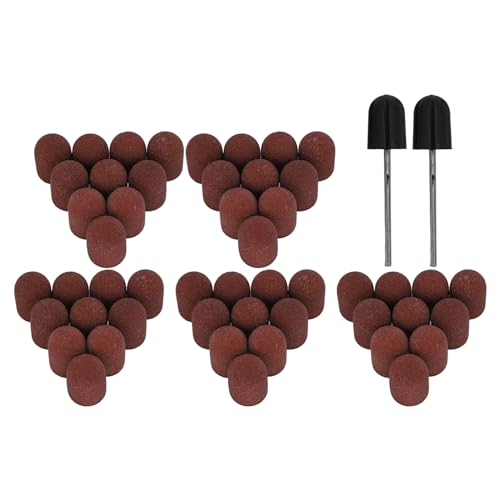 Nail Sanding Drill Bit,Nail Sanding Drill Caps 120 Grit Nail Art Sanding Caps Manicure Polishing Grinding Bands Nail Drill Bits Set with Shaft Nail Sanding Bands