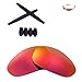 Walleva Fire Red Mirror Coated Polarized Replacement Lenses and Black Rubber Kit(Earsocks+Temple Shocks) for Oakley Juliet Sunglasses