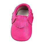 Lowpricenice Baby Tassel Soft Sole Leather Shoes Infant Toddler Moccasin (S, Hot pink)