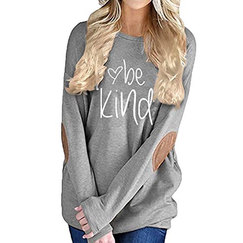 Chaofanjiancai Women Be Kind T Shirts Casual Long Sleeve Crew Neck