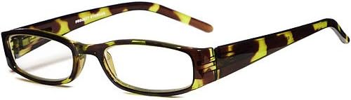 Project EyewearGreen Looks Green Tortoise Reading Glasses and Green Looks Zebra Stripe Reading Glasses in +1.25 Strength Power (2 Pairs with Cases for One Price)
