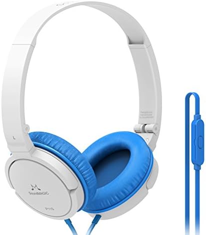 SoundMAGIC P11S Foldable On-Ear Headphones Headset with Microphone (White/Blue)
