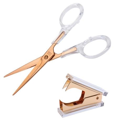Acrylic Gold Scissors and Staple Remover by Draymond Story - Clear Stationery Series