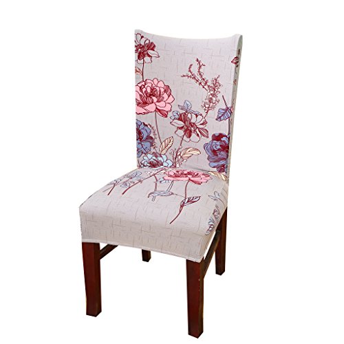 Deisy Dee Stretch Chair Cover Removable Washable for Hotel Dining Room Ceremony Chair Slipcovers Pack of 6 (J)