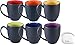 ITI Ceramic Bistro Hilo Coffee Mugs with Pan Scraper, 14 Ounce (6-Pack, Assorted)