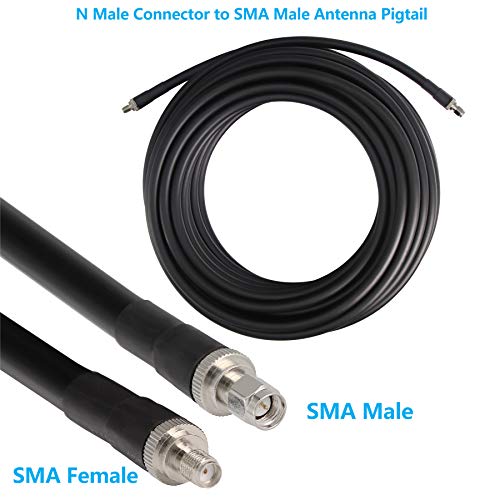 100 ft Low-Loss Coaxial Extension Cable (50 Ohm) SMA Male to SMA Female Connector, GEMEK Pure Copper Coax Cables - Antenna Lead Extender for 3G/4G/5G/LTE/ADS-B/Ham/GPS/WiFi/RF Radio Use (Not for TV)