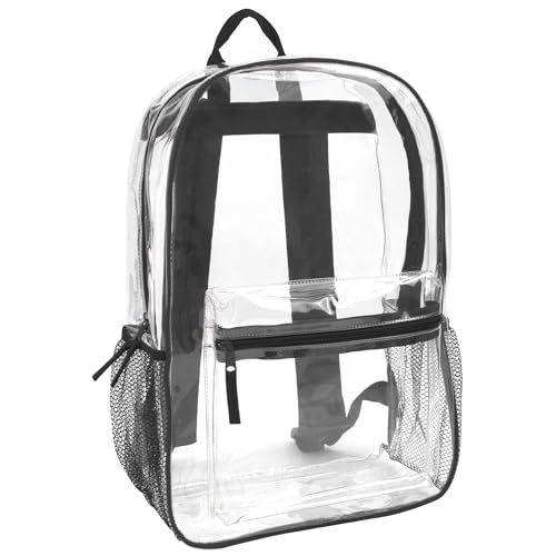 Trail maker Clear Backpack Heavy Duty with Padded Straps, Side Pockets for Kids, Boys, Girls, School, Stadium Approved Events