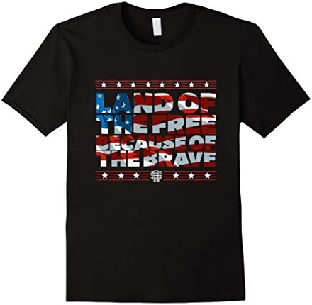 Men's The Land of the Free Because of the Brave Veterans T-Shirts Medium Black