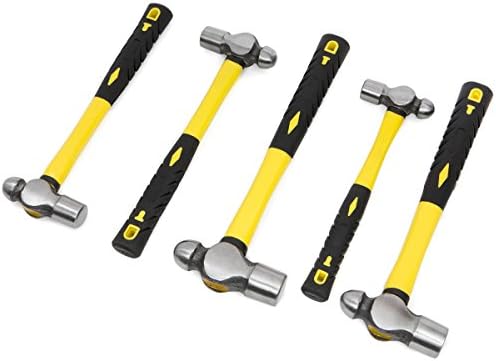 STKUSA Ball Peen Hammers w/Fiberglass Handle, Set of 5