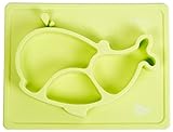 Silicone Placemat Mini Mat For Baby Toddlers Infants Kids Plate Green Sunction Feeding Tray Whale Shape+3 Color Changing Spoons Bowl Non-Slip Portable BPA&PVC Free Gift Travel Kitchen Table Highchair 