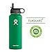 Flaskars Straw Lid for Hydro Flask Wide Mouth Sport Water Bottle with Paracord Handle, 2 Straws, 2 Straw Brushes and Carabiner