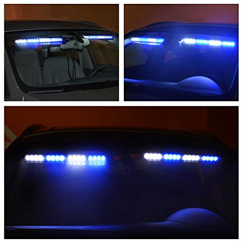 Blue White Visor Emergency Lights, YITAMOTOR 216LED 96W 15 Flash