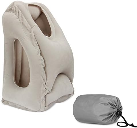 MINO ANT Inflatable Travel Pillow with Carrying Bag for Airplane, Train, Cars, Buses, Business(Grey)