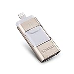 USB Flash Drives 32 GB Pen Drive Memory Storage for iPhone, Manun USB OTG Data Storage Drive Lightning Memory Stick External Storage for Apple IOS Android Computers [Upgraded Version] (gold)