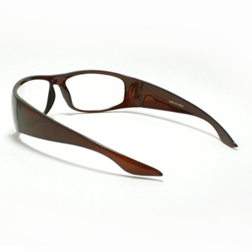 Mens Biker Eyeglasses Clear Lens Motorcycle Riding Glasses Brown