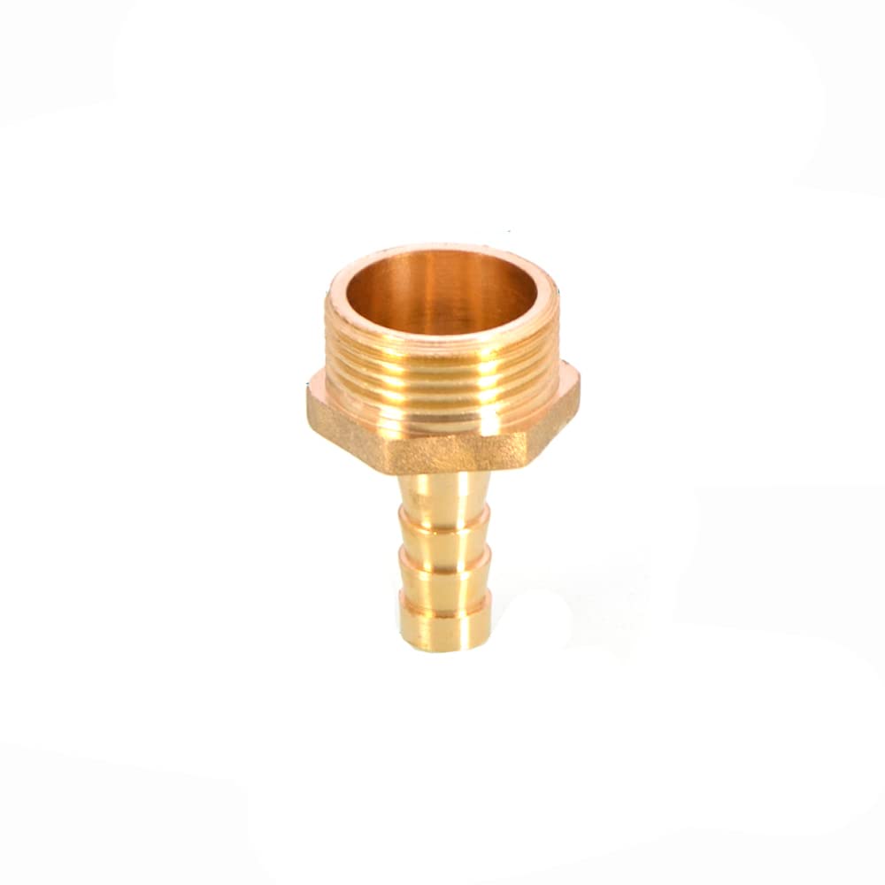 TopHomer BSP Hose Connector Brass Pipe Fitting 10mm Barb x G3/4 Male, Hose Barb Tail Male BSP Thread Connector Joint Copper Coupler Adapter — image 1