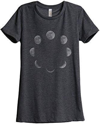 Thread TankMoon Phases Women's T Shirt, Vintage Relaxed Summer Tops, Short Sleeve Graphic Tee, Soft & Stylish Fashion Wear