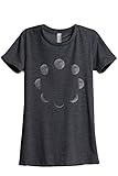 Moon Phases Womens Relaxed T-Shirt Tee Charcoal Grey - Medium
