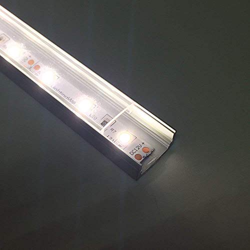 6-Pack 3.3ft/1Meter U Shape LED Aluminum Channel System with Crystal Clear Cover,12 End Caps and 12 Mounting Clips,24 Screws for LED Strip Light Installations, Led Lights Diffuser Segments
