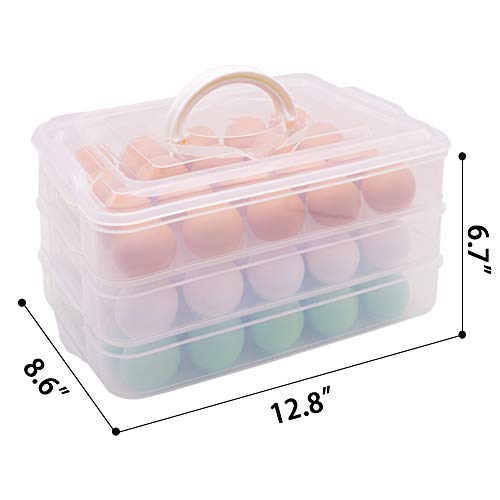 HANSGO Egg Holder, 3-Layer Deviled Egg Tray with Lid Egg Carrier Box Dispenser Container with Handle for 60 Eggs