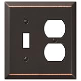 Oil Rubbed Bronze - Traditional Design Combination Single Toggle Switch and Single Duplex Outlet Wall Plate