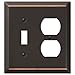 Oil Rubbed Bronze - Traditional Design Combination Single Toggle Switch and Single Duplex Outlet Wall Plate
