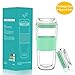 BINE 14OZ Double Wall Insulated Glass Tumbler with Glass Lid Borosilicate Glass Tea/Coffee Mug | Reusable Hand Blown Drinking Glass - Mint Green/Green/Red (Mint Green)