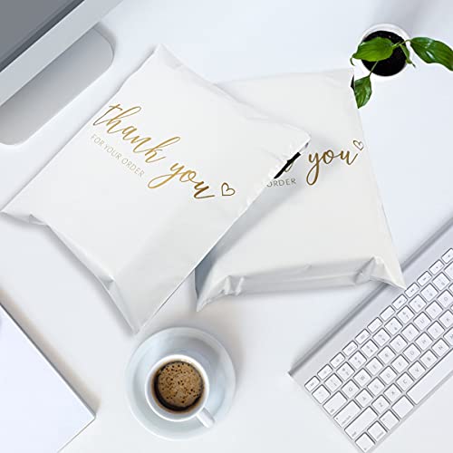 JinRuiKJ 10x13 inch Poly Mailers 25 PCS Shipping Bags White Envelopes with Self Adhesive, Waterproof and Tear-Proof Postal Bags, Chic Packaging Bags for Small Business, Bulk