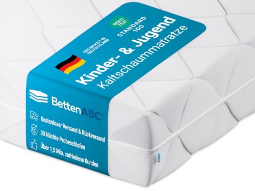 BettenABC - Matratze für Kinder & Jugendliche - 90x190 cm - Spezieller Härtegrad & Oeko-TEX-Zertifiziert - Optimale Hygiene Dank abnehmbarem & waschbarem Polyes