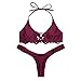 RUUHEE Women's 2 Pcs Bikini Brazilian Bottom Braided rope Swimsuit Swimwear (S(US Size 2-4), B923RE), Red