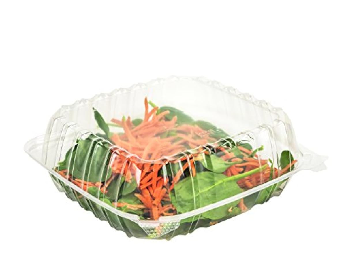 Clear Plastic Hinged Food Take Out Container Box Dart Solo 8x8x3 To Go