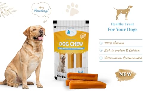 YAK AND CHEW HIMALAYAN CHEESE DOG CHEWS, LONG LASTING, TREATS FOR DOGS, 100% NATURAL, PROTEIN RICH, NO LACTOSE & GLUTEN, HEALTHY & SAFE, GRAINS/STAIN FREE, MEDIUM, PACK OF THREE, 7.76 OUNCES