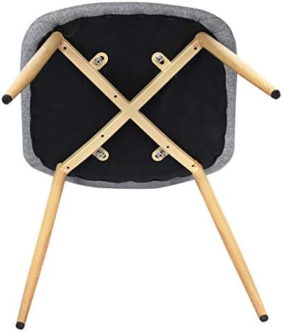 Giantex Set of 2 Kitchen Dining Chairs, Easily Assemble Modern Fabric Cushion Seat Chair w/Metal Legs, Mid Century Armless Chairs for Kitchen, Dining Room, Restaurant, Gray 7