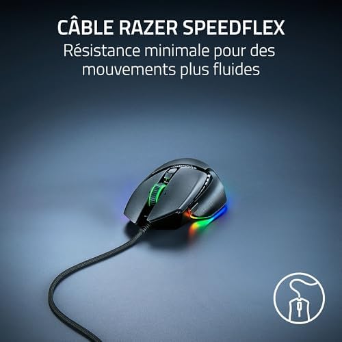 Basilisk V3 35K - Souris de Jeu Filaire Ergonomique entièrement Personnalisable - Focus Pro 35K Optical Sensor (HyperScroll Tilt Wheel, 11-Zone Chroma Lighting, Mouse Switches Gen-3) Noir