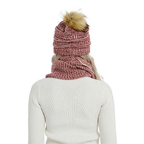 Winter Knit Infinity Scarf-Men&Women Thick Warm Circle Loop Scarf Neck Warmer by Aurya(Red/White Mix) - Thumbnail 5