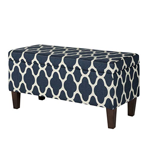 HomePop Large Upholstered Rectangular Storage Ottoman Bench with Hinged