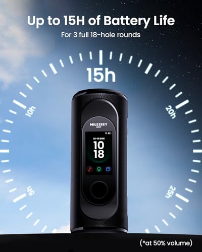 Mileseey GeneSonic Pro Golf Speaker with Detachable GPS Rangefinder, Over 43000+ Pre-Installed Courses without Subscription, Display and Audible Distance Announcement, Touch Screen