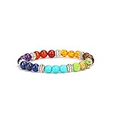 VIki98 7 Chakra Crystal Gem Stone Stretch Bracelet Yoga Prayer Reiki Healing Beads Bracelet