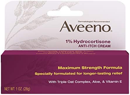 Amazon Com Aveeno Maximum Strength 1 Hydrocortisone Anti Itch Cream With Pure Oat Essence Triple Oat Complex Aloe Vitamin E For Itch Rash Redness Relief 1 Oz Pack Of 2 Beauty