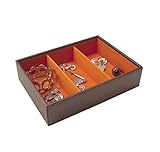 Stackers Chocolate Brown and Orange Classic Deep 3 Section Jewelry box