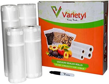 Varietyl Food Vacuum Sealer Roll and Bag with Marker Pen, 2-By-11-Inch and 2-By-8-Inch Total 100-Feet