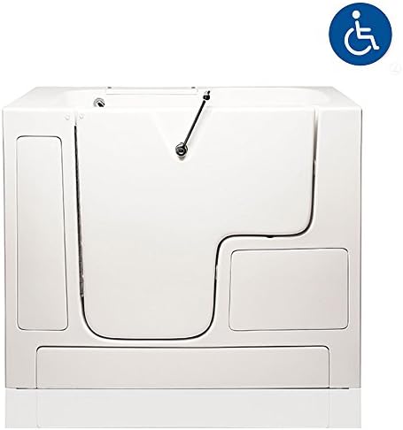 American Tubs LOVE3252W 32" x 52" Air &amp; Hydro Massage Wheelchair Accessible Soaker Walk-in Bathtub - Left Drain (White)