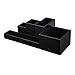 VPACK Office Desk Organizer - Leatherette 5-Compartment Desktop Stationery Storage Box Holder for Pen, Mobile Phone, Scissor, Name Card (Onyx Black)