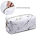 Whaline 2 Pieces Marble Cosmetic Makeup Bag Brush Holder Travel Storage Case Portable Toiletry Pouch Coin Purse with Gold Zipper for Women and Girl