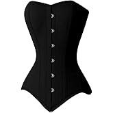 Heavy Duty Double Steel Boned Overbust Corset | Black Cotton Shapewear | Waist Cincher & Posture Support