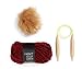 Rising Phoenix Industries Super Soft Red Chunky Yarn Pom Pom Beanie DIY Knit Kit, Large Wood Knitting Needles (Burgundy Red)