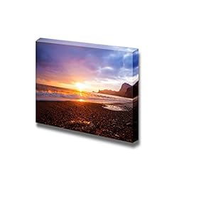 Canvas Prints Wall Art - Sea Sunset Landscape at The Beach | Modern Wall Decor/Home Decoration Stretched Gallery Canvas Wrap Giclee Print & Ready to Hang - 12" x 18"