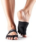 ToeSox Women's Releve Half Toe Grip for Dance, Yoga, Pilates, and Barre Toe Socks With LEATHER PAD